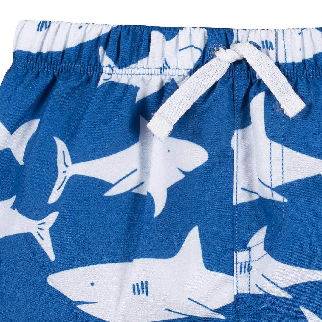 2-Piece Baby Boys UPF 50+ Shark Zone Rash Guard Swim Trunks Set