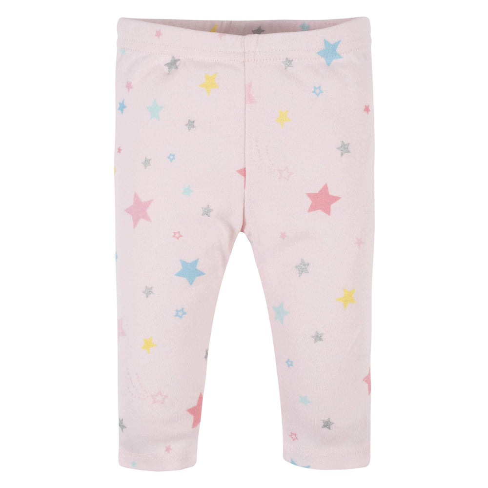 3-Pack Baby Girls Stars & Pastels Leggings-Gerber Childrenswear