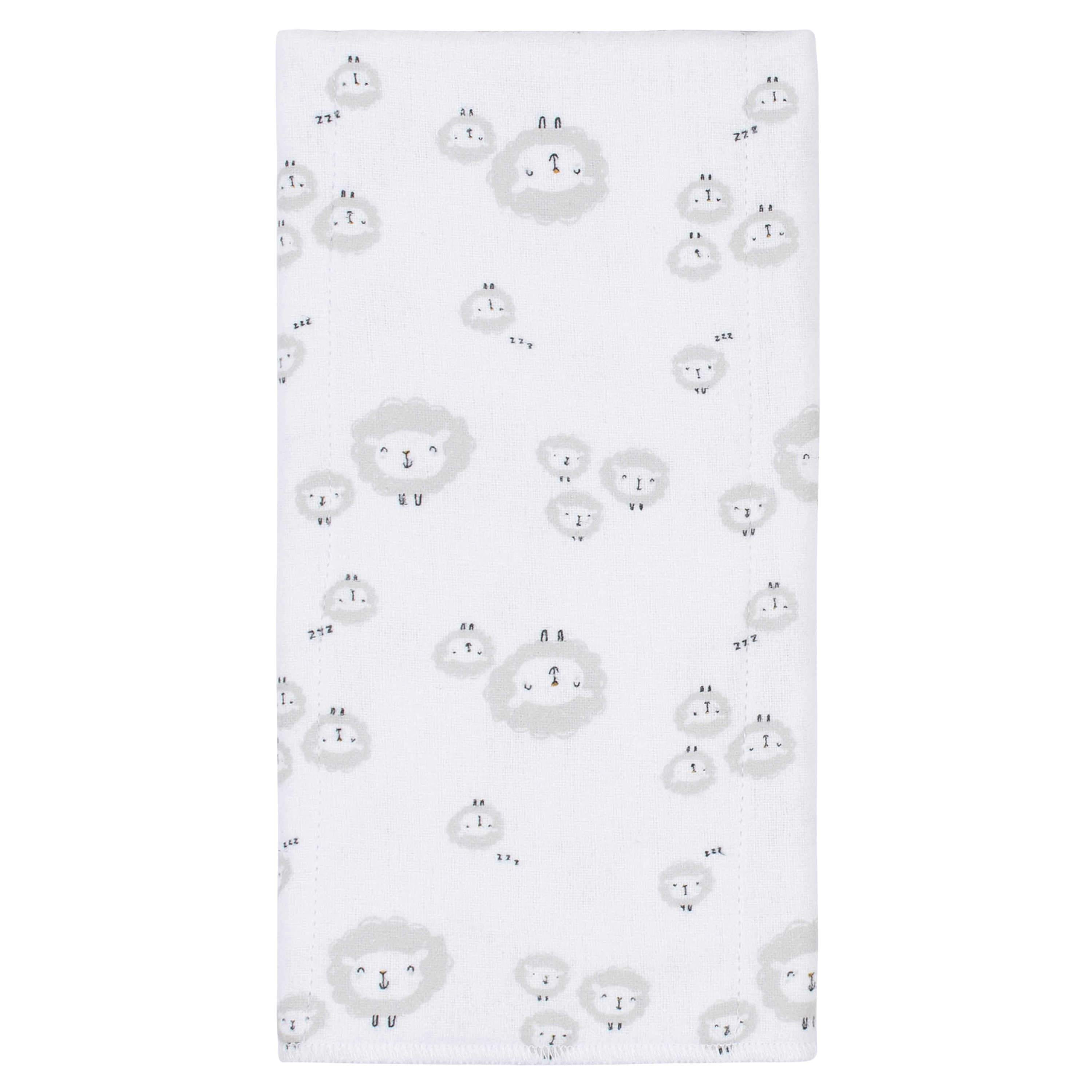 4-Pack Baby Neutral Sheep Flannel Burp Cloths-Gerber Childrenswear
