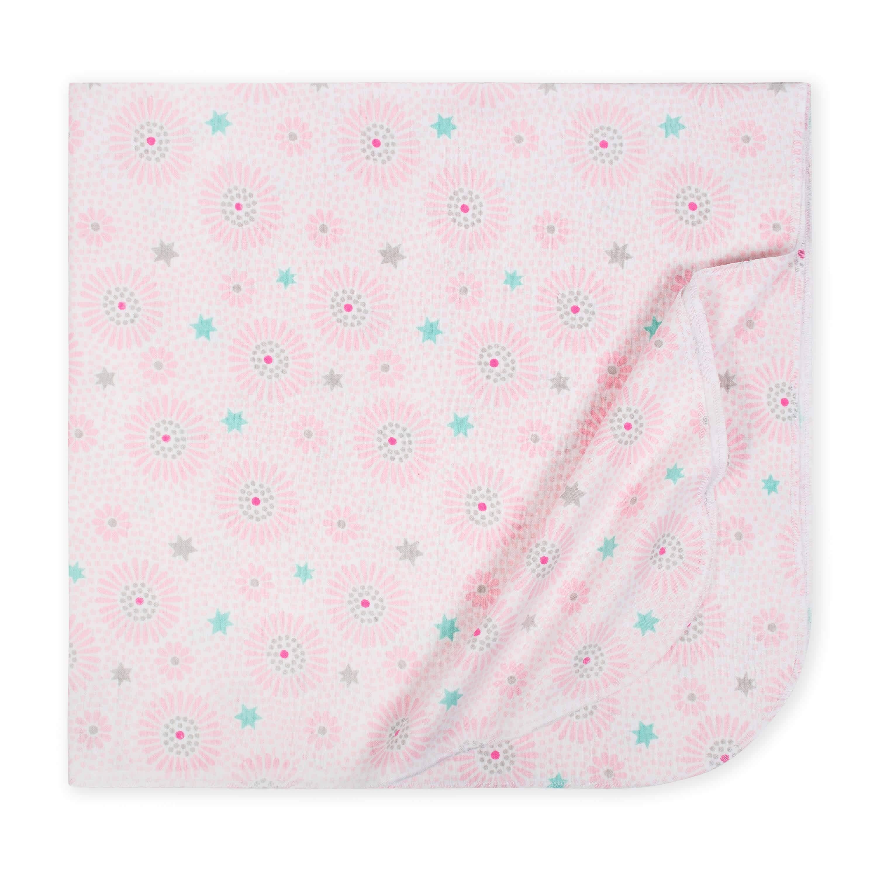 4-Pack Pink Floral Baby Girls Receiving Blankets-Gerber Childrenswear