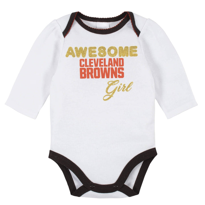 Cleveland Browns Baby Girls Bodysuit, Pant, and Cap Set-Gerber Childrenswear