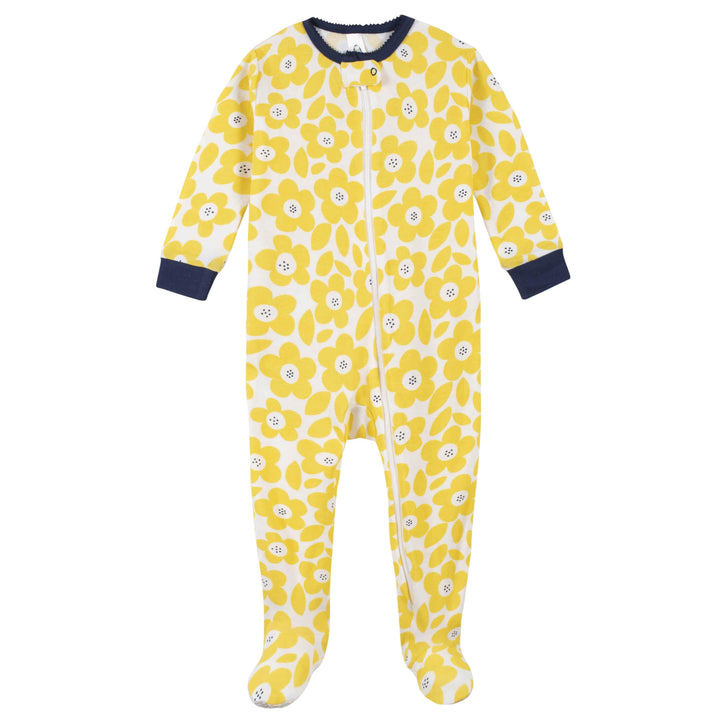 2-Pack Girls Bees Snug Fit Footed Cotton Pajamas-Gerber Childrenswear