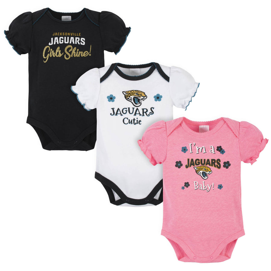 Jacksonville Jaguars Baby Girls Short Sleeve Bodysuits-Gerber Childrenswear
