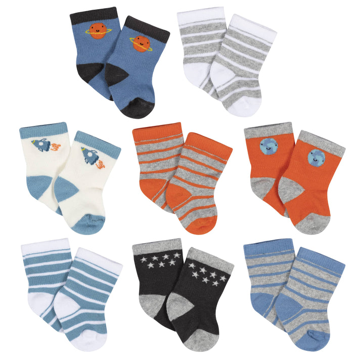 8-Pack Baby Boys Space Jersey Wiggle Proof® Socks