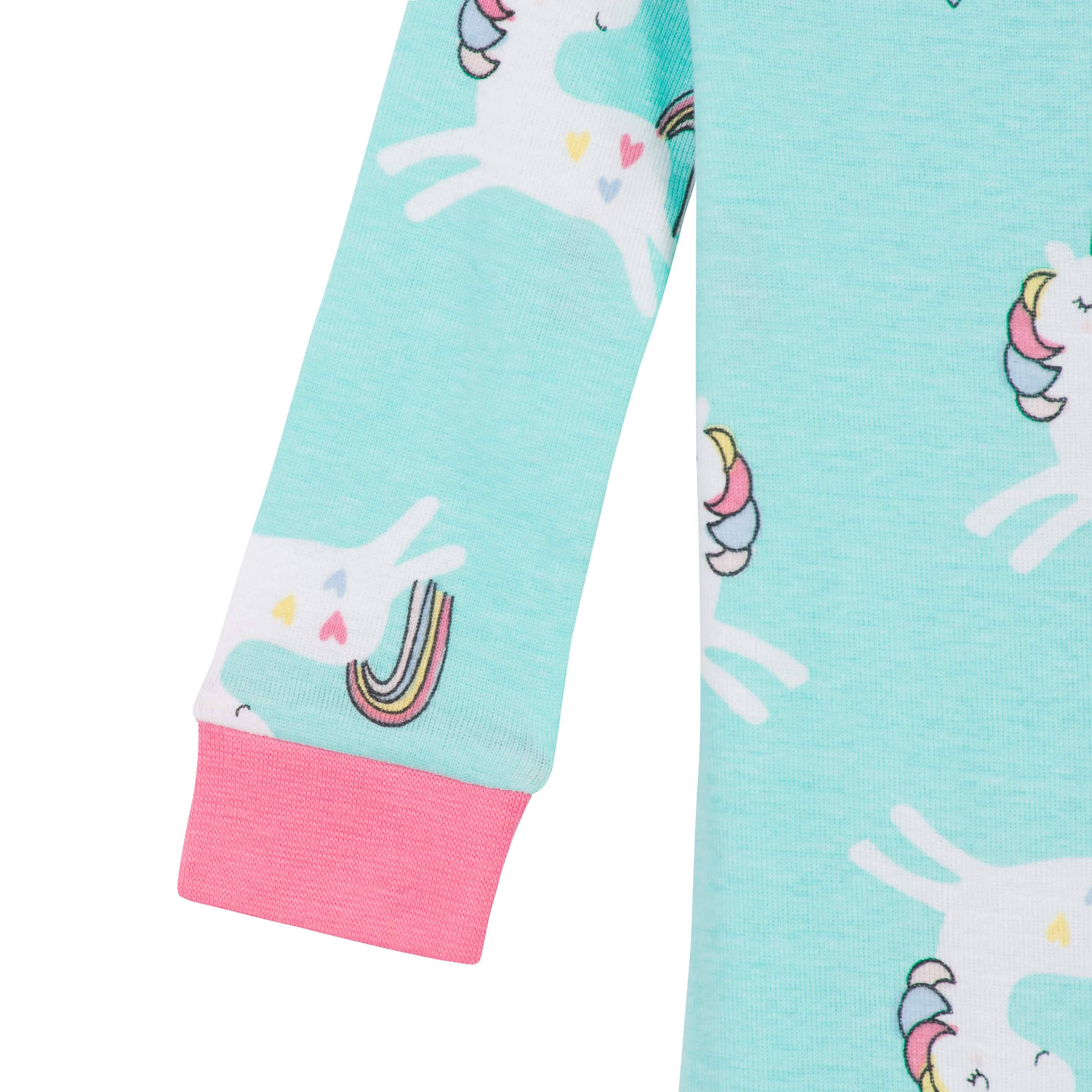 4-Pack Baby & Toddler Girls Unicorns & Cats Snug Fit Footed Cotton Pajamas-Gerber Childrenswear