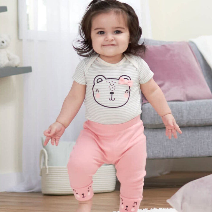Organic 3-Pack Baby Girls Bear Short Sleeve Onesies® Bodysuits-Gerber Childrenswear
