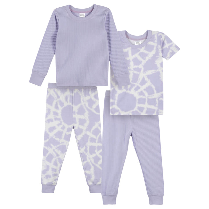 4-Piece Infant & Toddler Girls Tie Dye Dots Snug Fit Pajamas