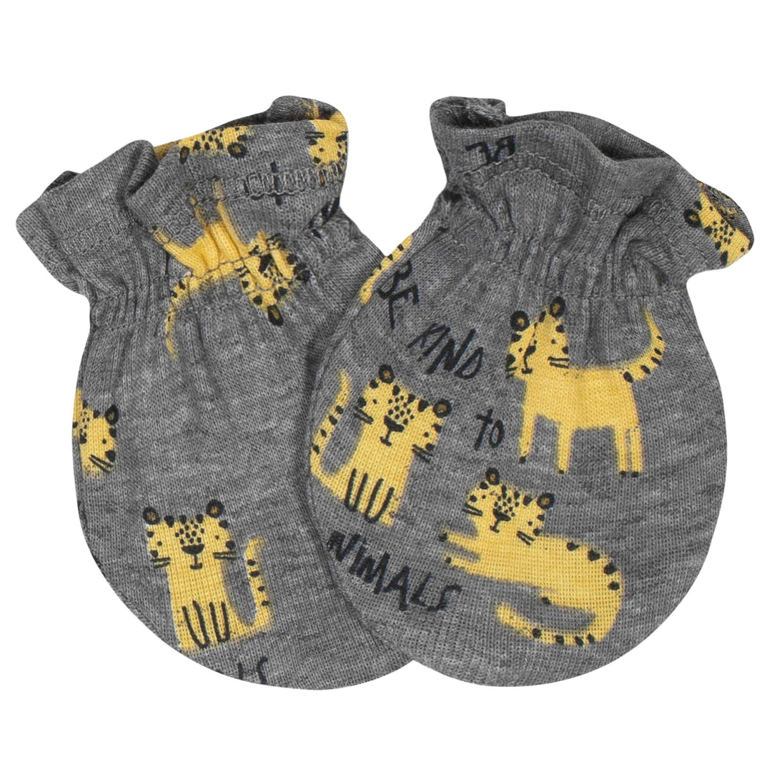 Gerber® 4-Pack Baby Boys Tiger No Scratch Mittens Set-Gerber Childrenswear