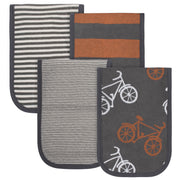 4-Pack Baby Boys Comfy Stretch Bicycle Burp Cloths-Gerber Childrenswear
