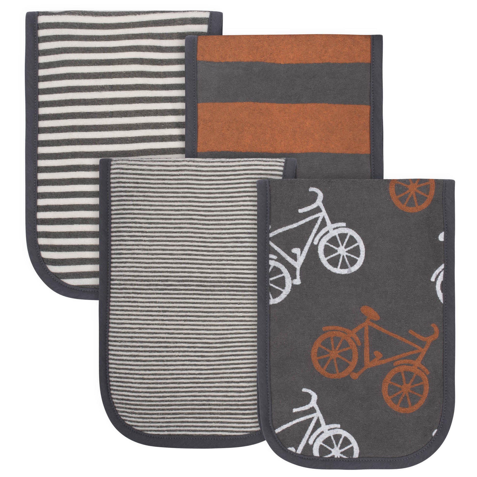 4-Pack Baby Boys Comfy Stretch Bicycle Burp Cloths-Gerber Childrenswear