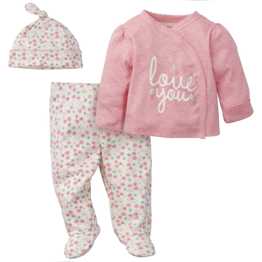Gerber® 3-Piece Baby Girls "Love You" Organic Take Me Home Set-Gerber Childrenswear