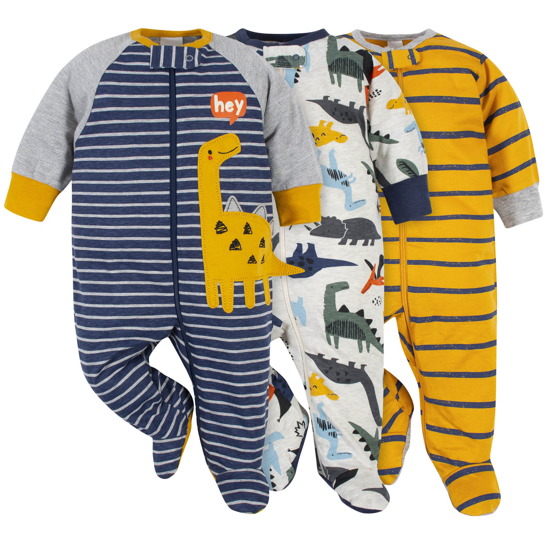 3-Pack Baby Boys Dino Sleep 'N Plays-Gerber Childrenswear