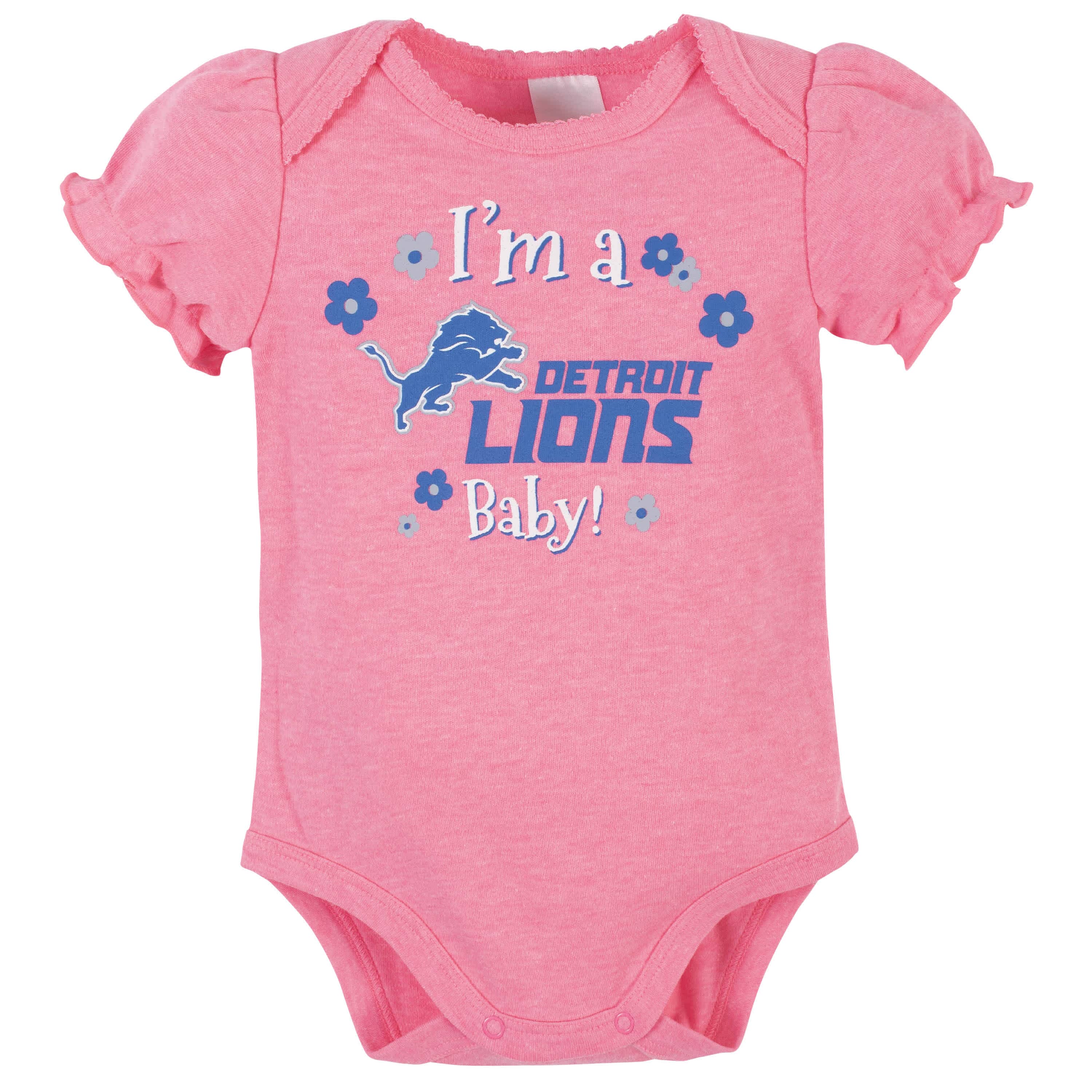 Detroit Lions Baby Girls Short Sleeve Bodysuits-Gerber Childrenswear