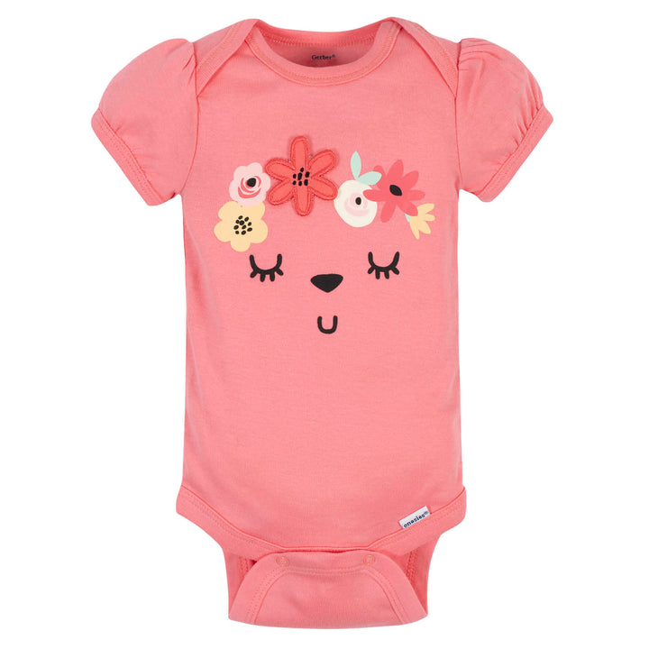 3-Pack Baby Girls Garden Floral Organic Short Sleeve Onesies® Bodysuits