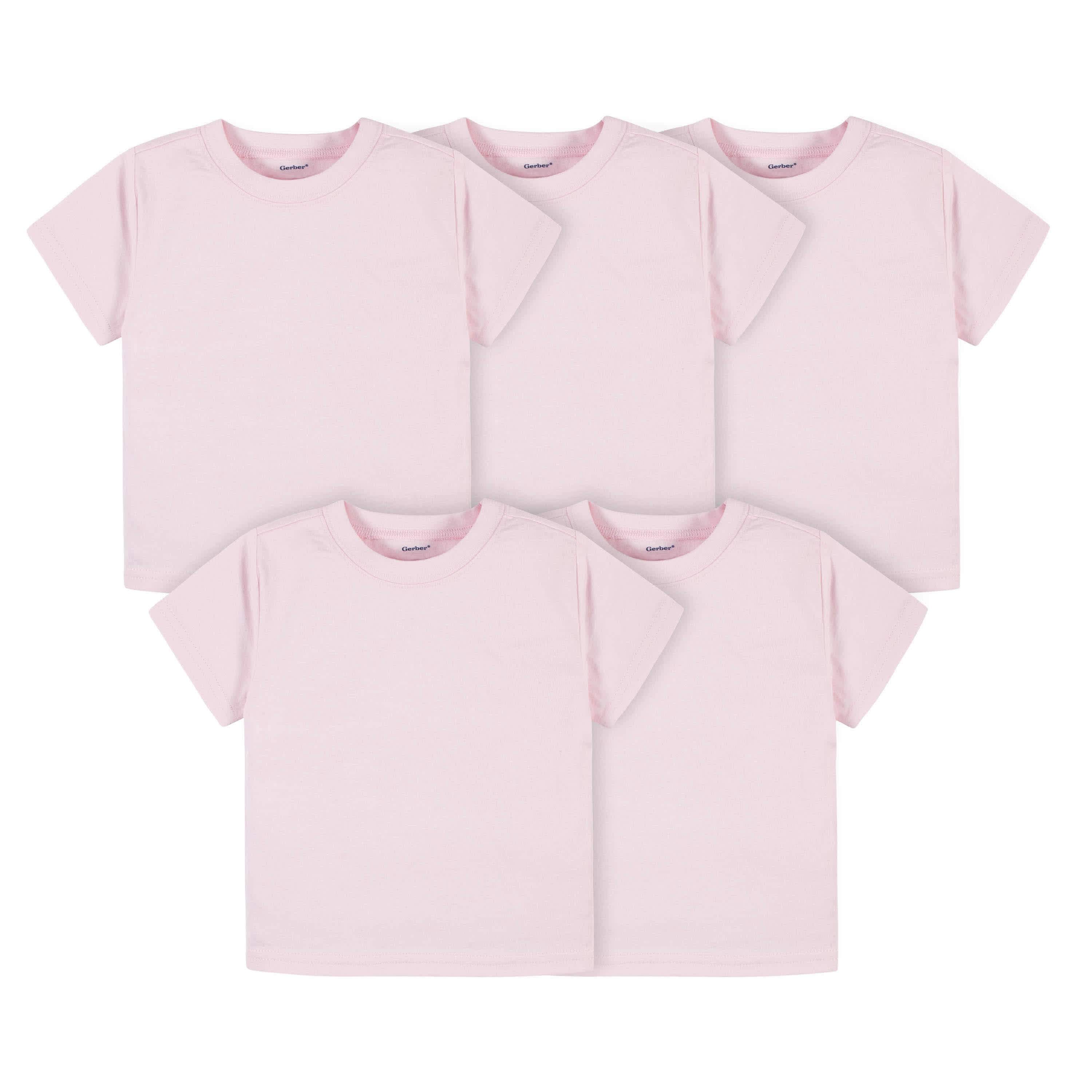 5-Pack Baby & Toddler Light Pink Premium Short Sleeve Tees-Gerber Childrenswear