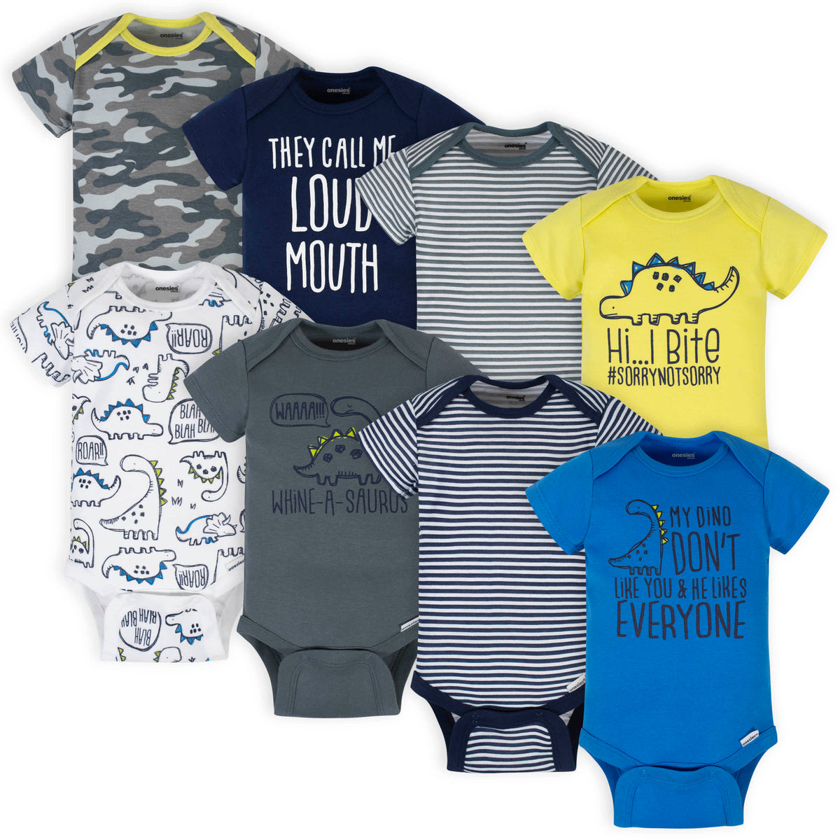 8 Pack Dino Onesies® Bodysuits