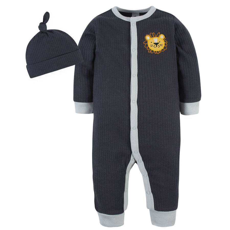 2-Piece Baby Boys Roaring Adventure Coverall & Hat Set-Gerber Childrenswear