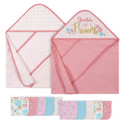 12-Piece Baby Girls Princess Hooded Towels & Washcloths Set-Gerber Childrenswear