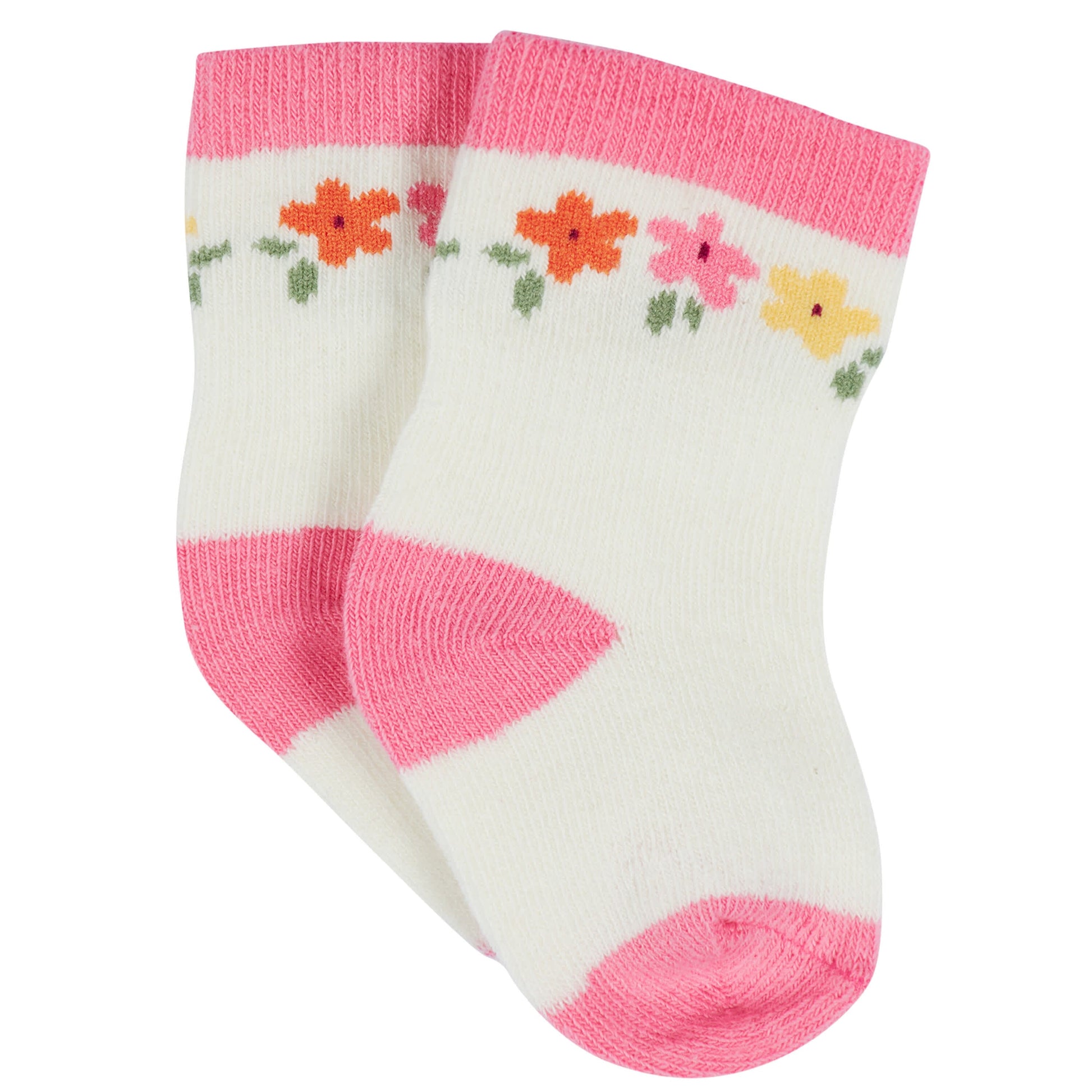 12-Pack Baby & Toddler Girls Floral Fox Jersey Crew Wiggle Proof® Socks