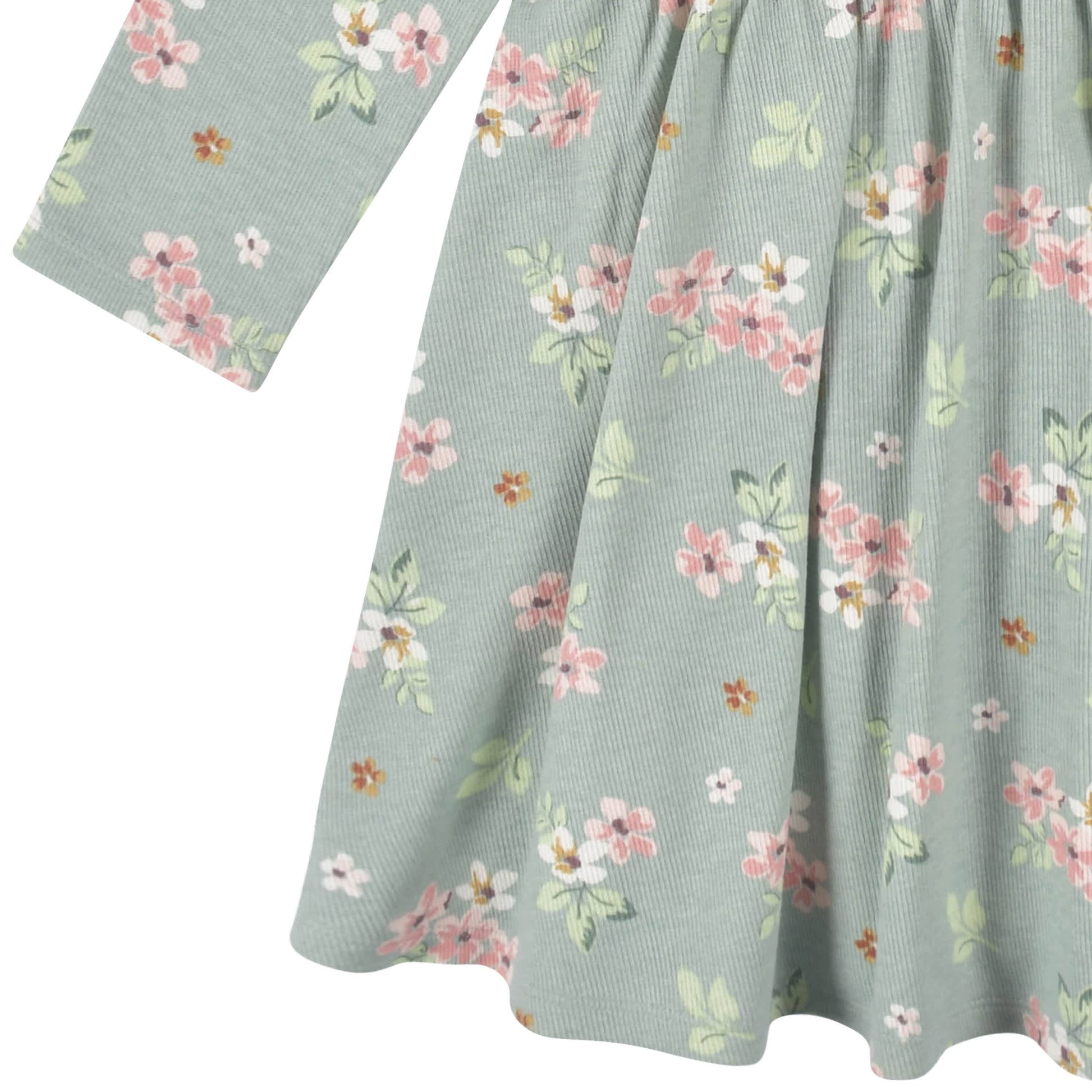 2-Pack Infant & Toddler Girls Mint Floral Long Sleeve Dresses