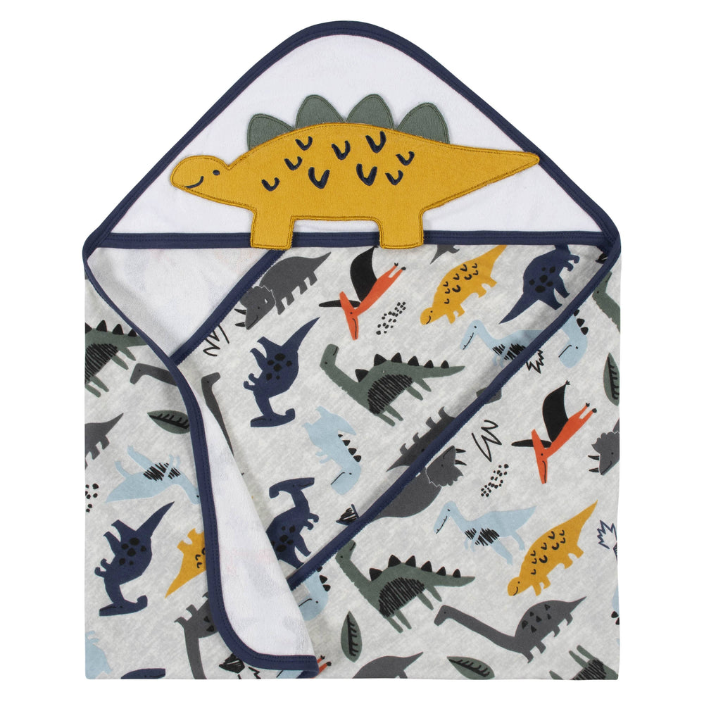 4-Piece Baby Boys Dino Hooded Towel & Washcloth Set-Gerber Childrenswear