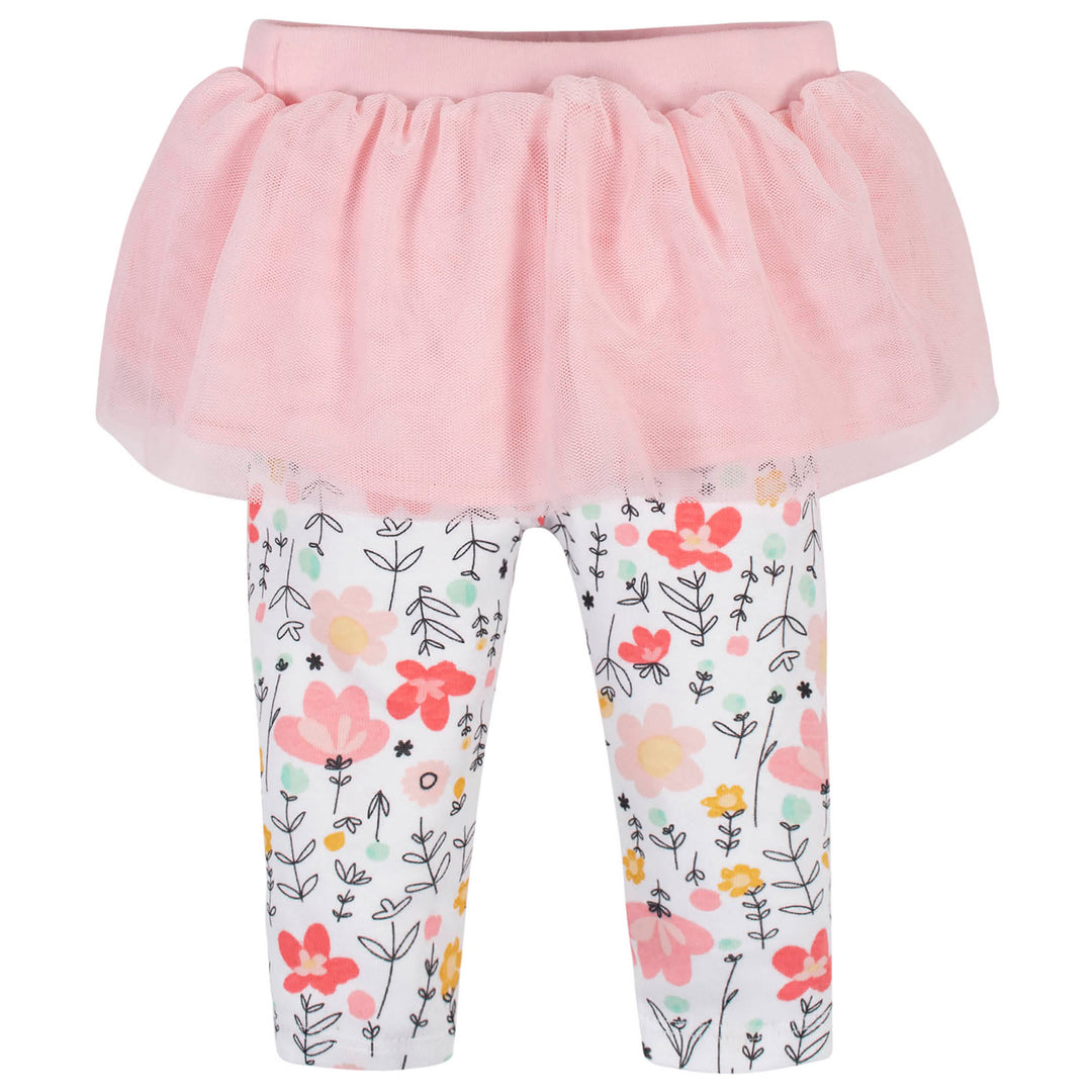 3-Piece Baby Girls Garden Floral Organic Onesies® Brand Bodysuit, Tutu Pant, & Cap Set