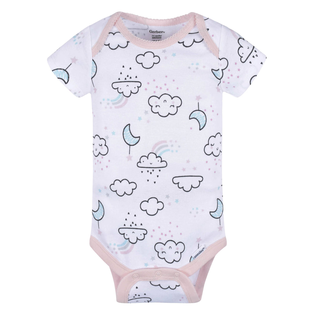 3-Pack Baby Girls Clouds Short Sleeve Onesies® Bodysuits