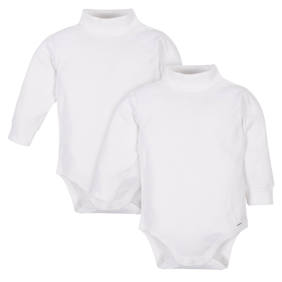 2-Pack Baby Neutral Long Sleeve Turtleneck Onesies® Bodysuits - White