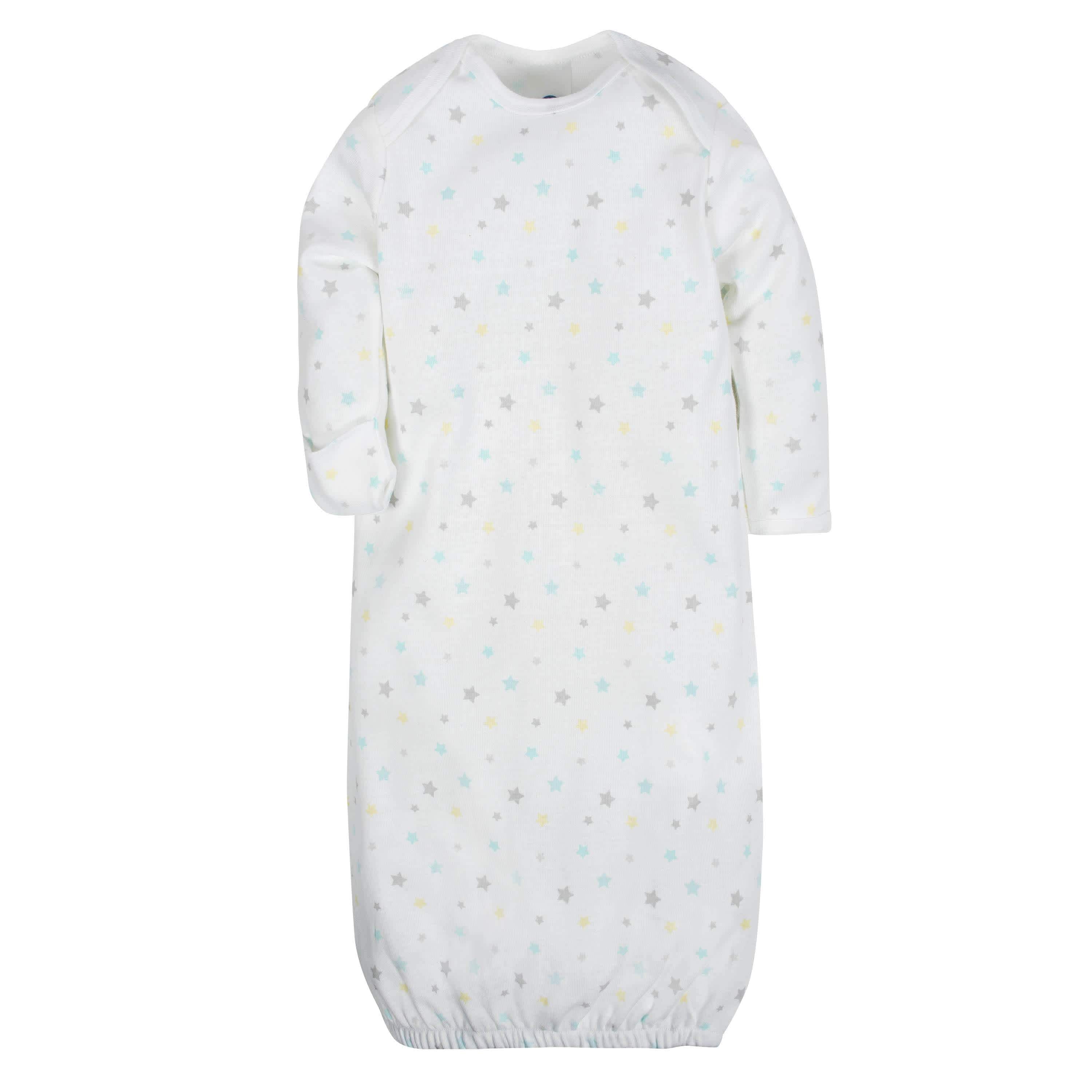 4-Pack Clouds & Elephants Baby Neutral Gowns-Gerber Childrenswear
