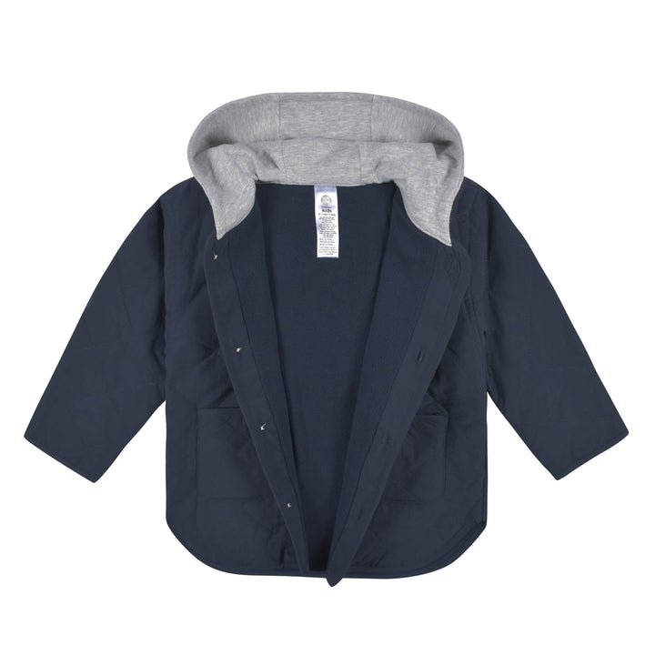 Infant & Toddler Boys Navy Quilted Hooded Jacket