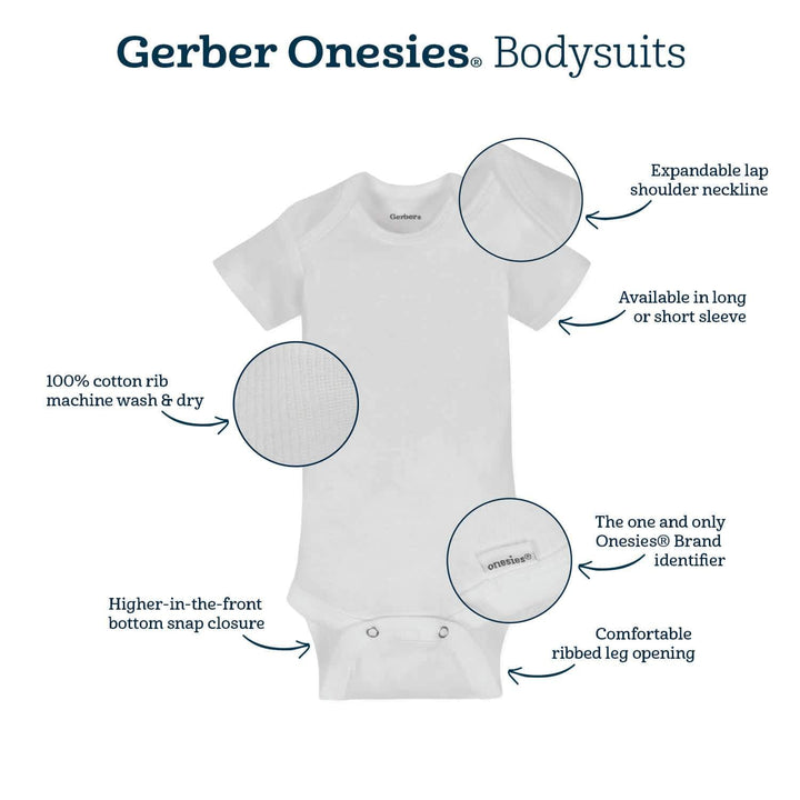 4-Pack Baby Girls Bees & Daisies Short Sleeve Onesies® Bodysuits-Gerber Childrenswear