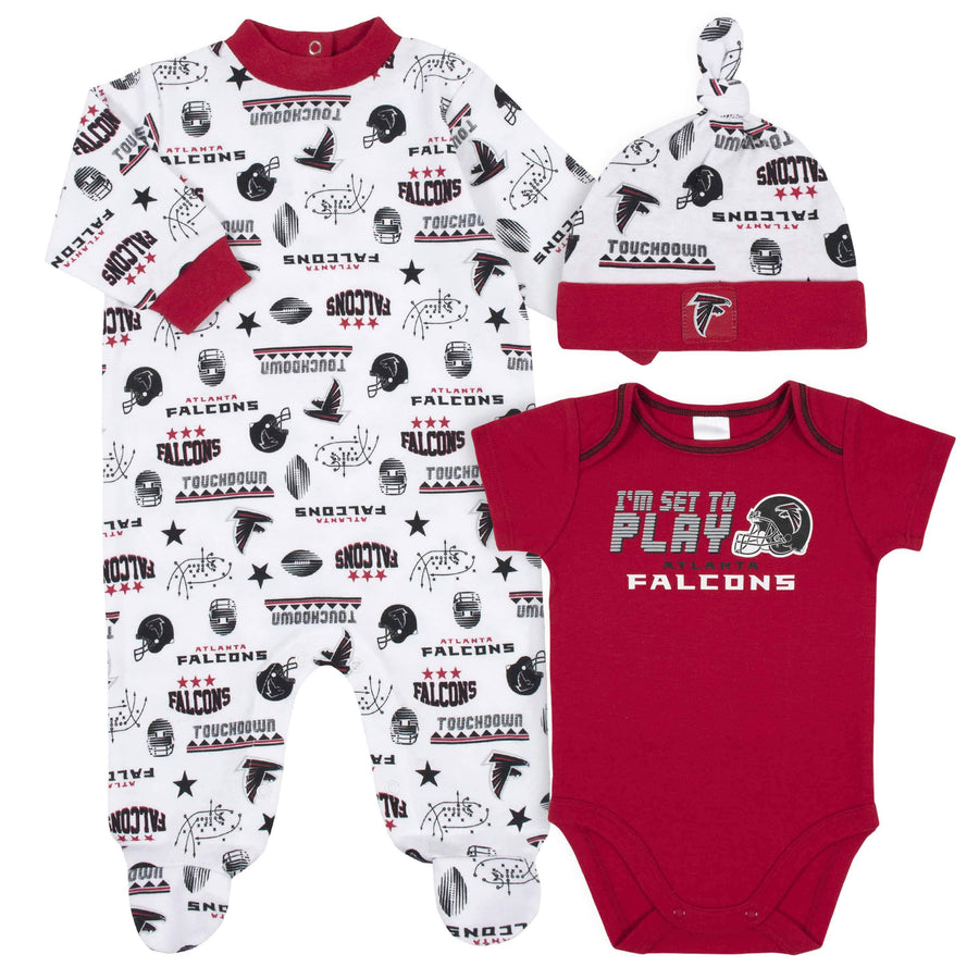 Atlanta Falcons 3-Piece Baby Boys Bodysuit, Sleep 'N Play, and Cap Set-Gerber Childrenswear