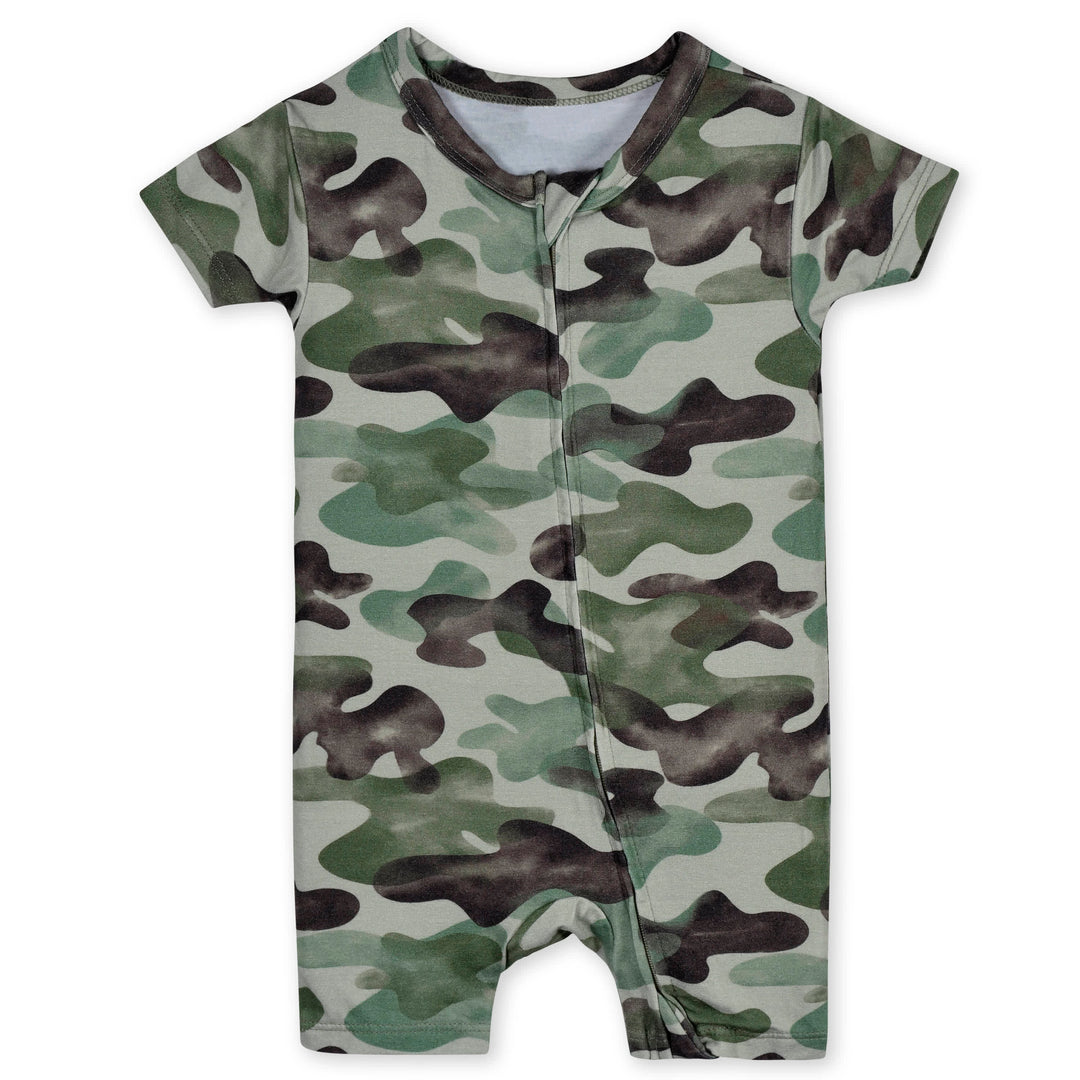 Baby Boys Camo Buttery-Soft Viscose Made from Eucalyptus Snug Fit Romper