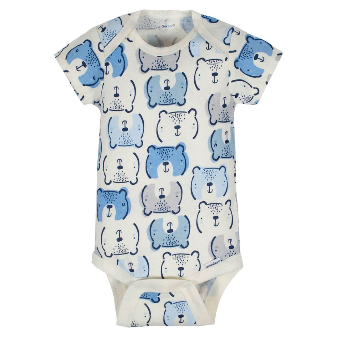 Organic 3-Pack Baby Boys Teddy Short Sleeve Onesies® Bodysuits-Gerber Childrenswear