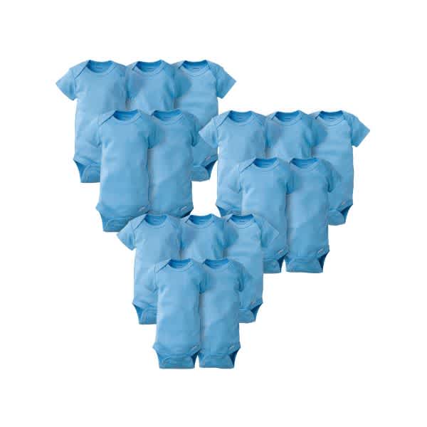 15-Piece Grow-With-Me Baby Boys' Solid Blue Onesies® Bodysuit Set-Gerber Childrenswear