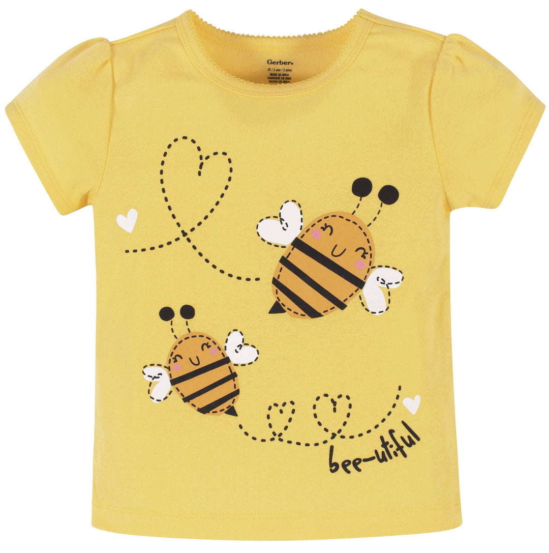 4-Piece Infant & Toddler Girls Bee Garden Tees, Skort & Pants Set-Gerber Childrenswear