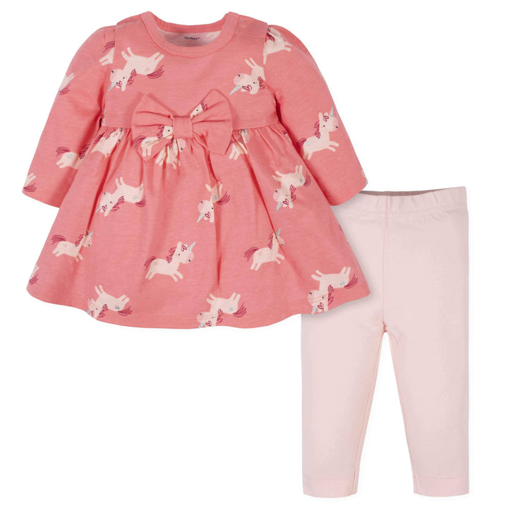 2-Piece Baby Girls Unicorn Dress & Pants Set-Gerber Childrenswear