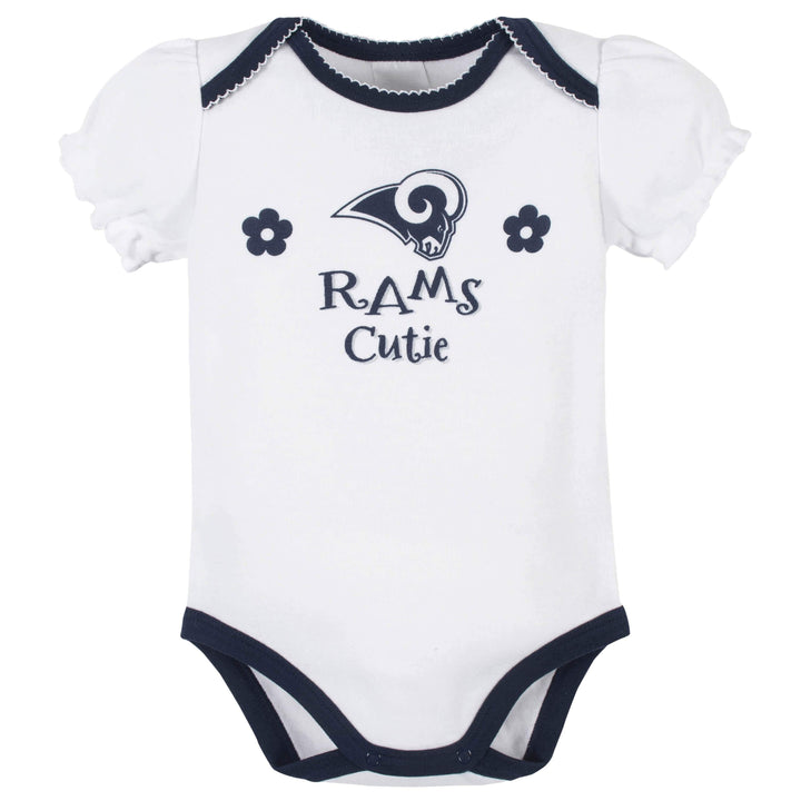Los Angeles Rams Baby Girls Short Sleeve Bodysuits-Gerber Childrenswear