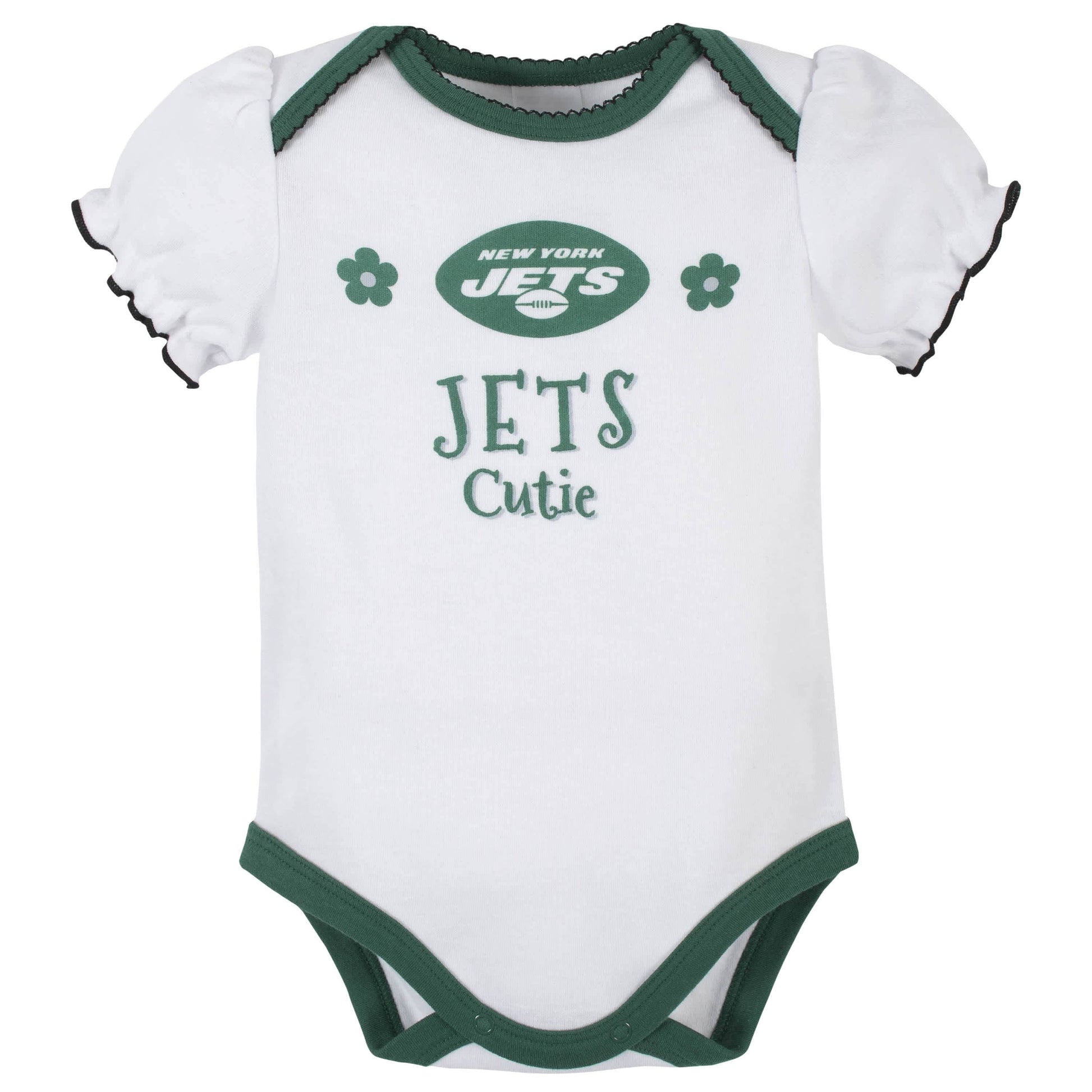 New York Jets Baby Girls Short Sleeve Bodysuits-Gerber Childrenswear