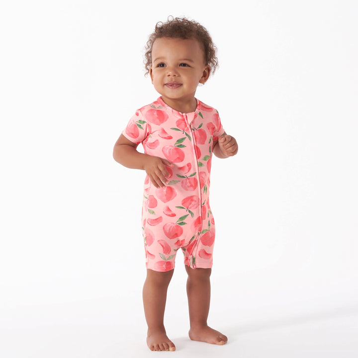 Baby Girls Just Peachy Buttery-Soft Viscose Made from Eucalyptus Snug Fit Romper