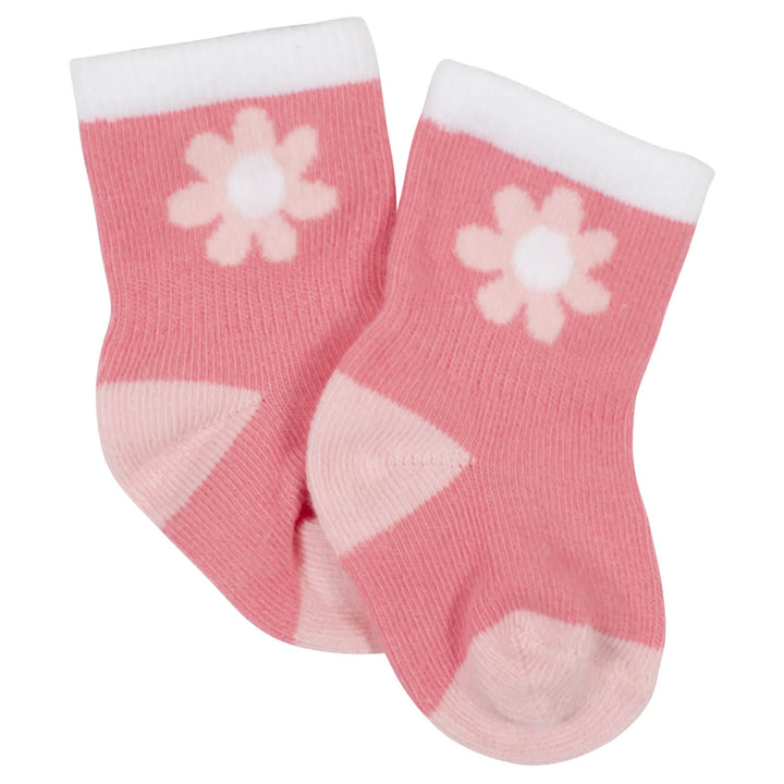 10-Pack Baby Girls Garden Floral & White Wiggle Proof® Socks