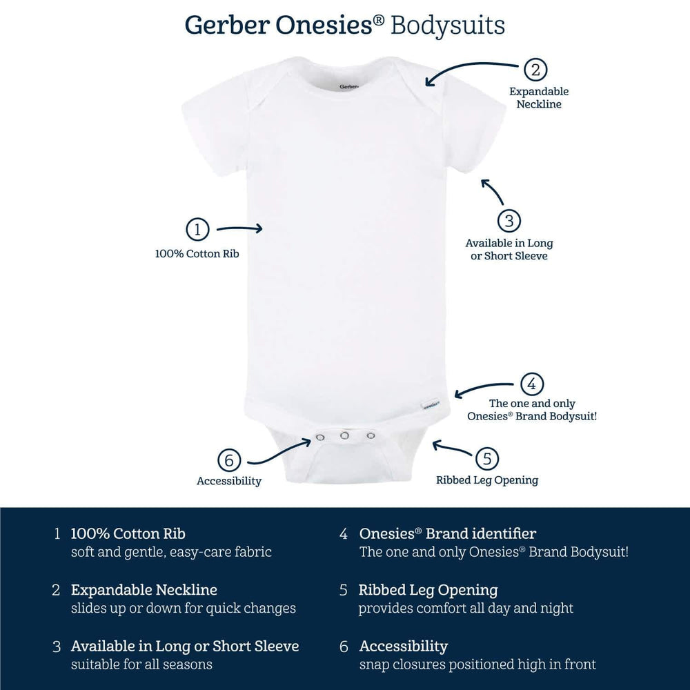 3-Pack Baby Neutral Organic Long Sleeve Onesies® Bodysuits-Gerber Childrenswear