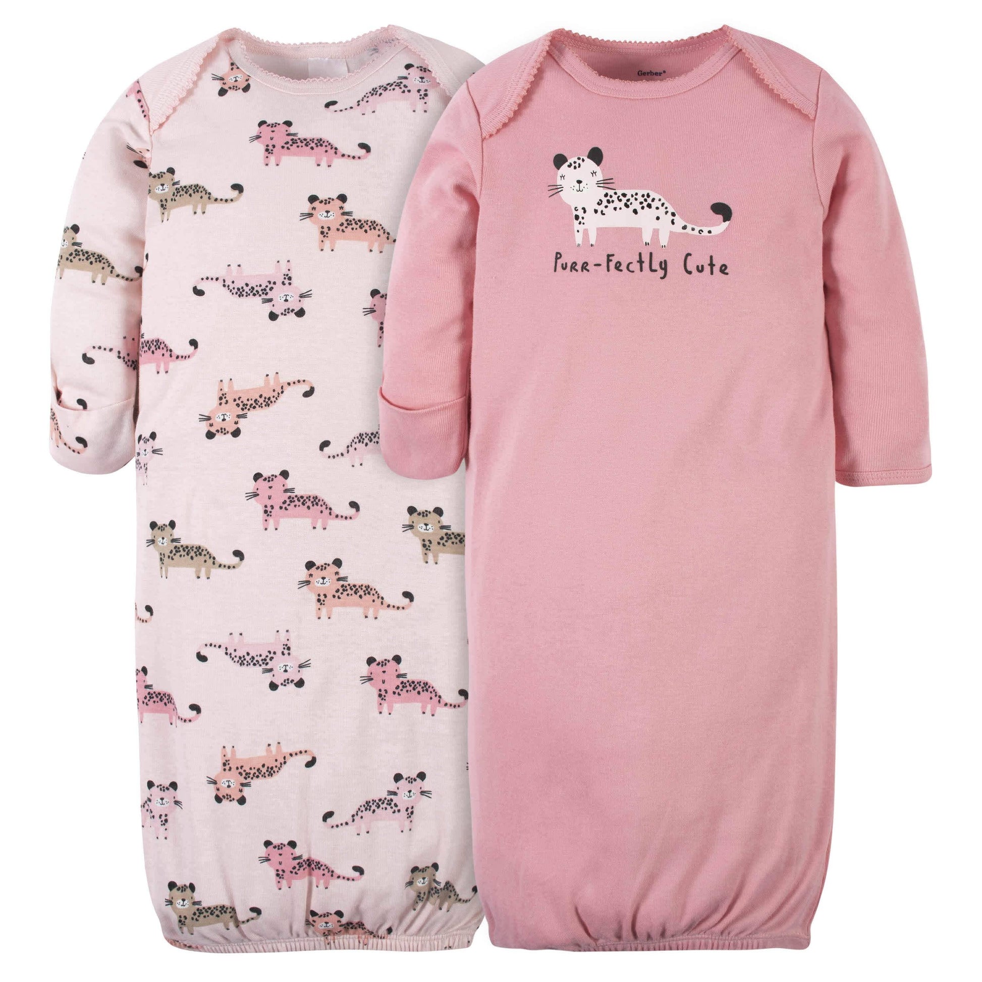 2-Pack Baby Girls Leopard Gowns-Gerber Childrenswear