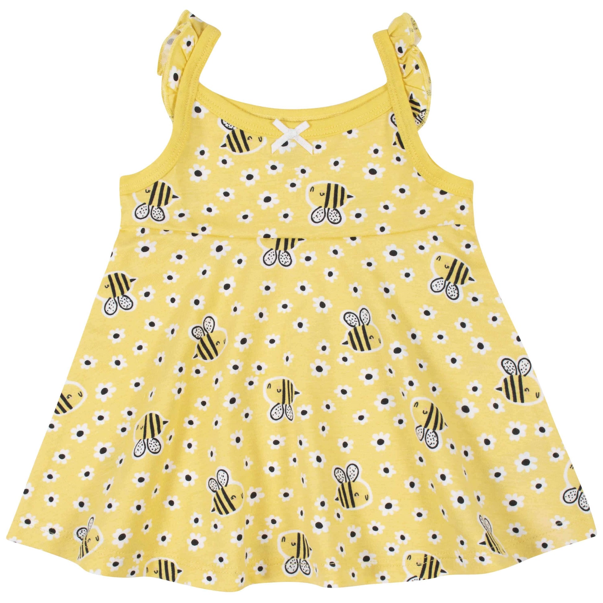 3-Piece Baby & Toddler Girls Bee Garden Dress, Diaper Cover & Sun Hat Set-Gerber Childrenswear