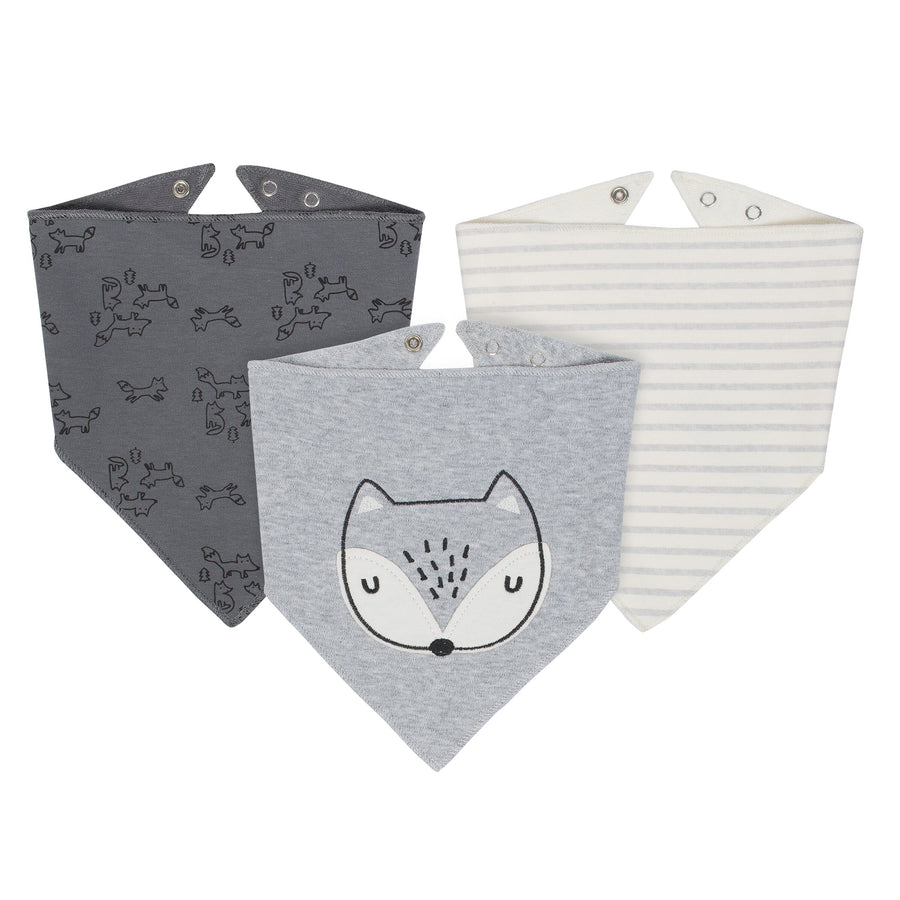 Baby Boy 3-pack Fox Handkerchief Bibs-Gerber Childrenswear