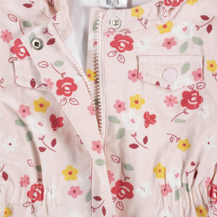 Infant & Toddler Girls Floral Hooded Cotton Twill Utility Jacket-Gerber Childrenswear