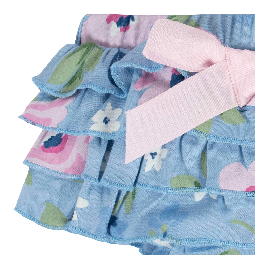 3-Piece Baby Girls Periwinkle Garden Onesies® Bodysuit, Diaper Cover & Headband Set-Gerber Childrenswear