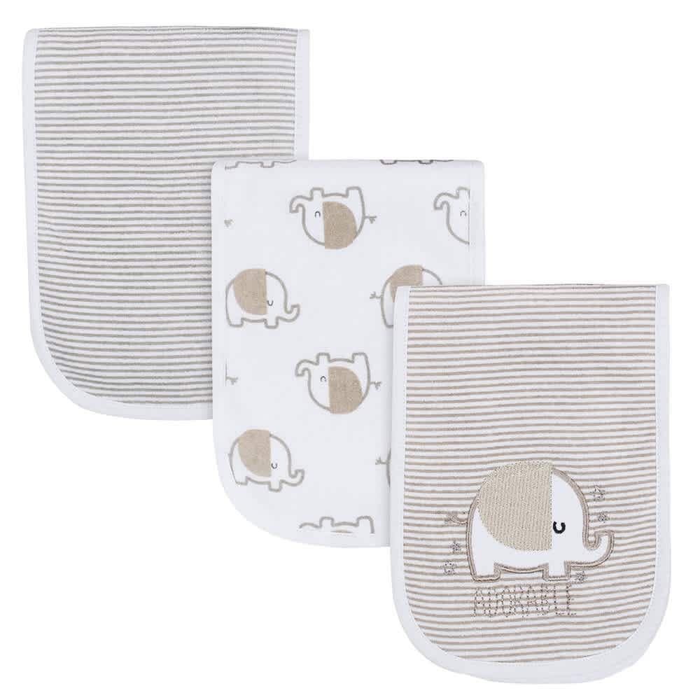 Gerber® 3-Pack Baby Neutral Elephant Burp Cloths-Gerber Childrenswear