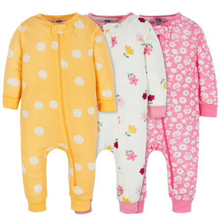 Baby & Toddler Girls 3-Pack Floral Fox Snug Fit Footless Pajamas