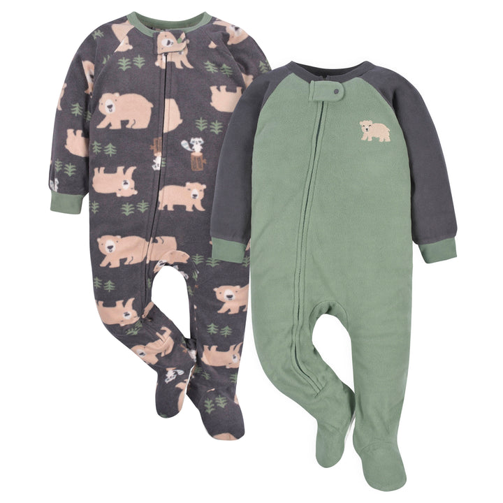 2-Pack Baby & Toddler Boys Brown Bears Fleece Pajamas